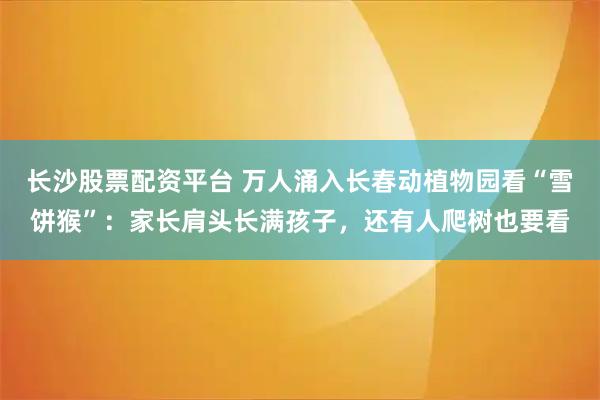 长沙股票配资平台 万人涌入长春动植物园看“雪饼猴”：家长肩头长满孩子，还有人爬树也要看