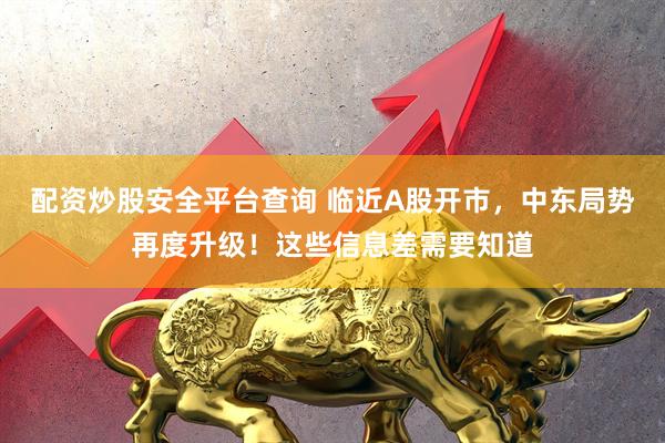 配资炒股安全平台查询 临近A股开市，中东局势再度升级！这些信息差需要知道